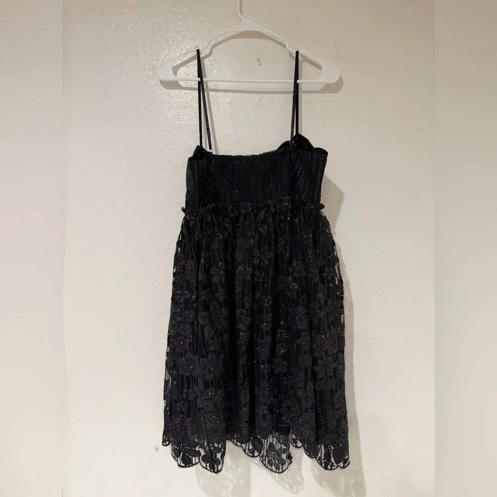 NWT Free People Black Mini Lace Boho Festive Dress size M